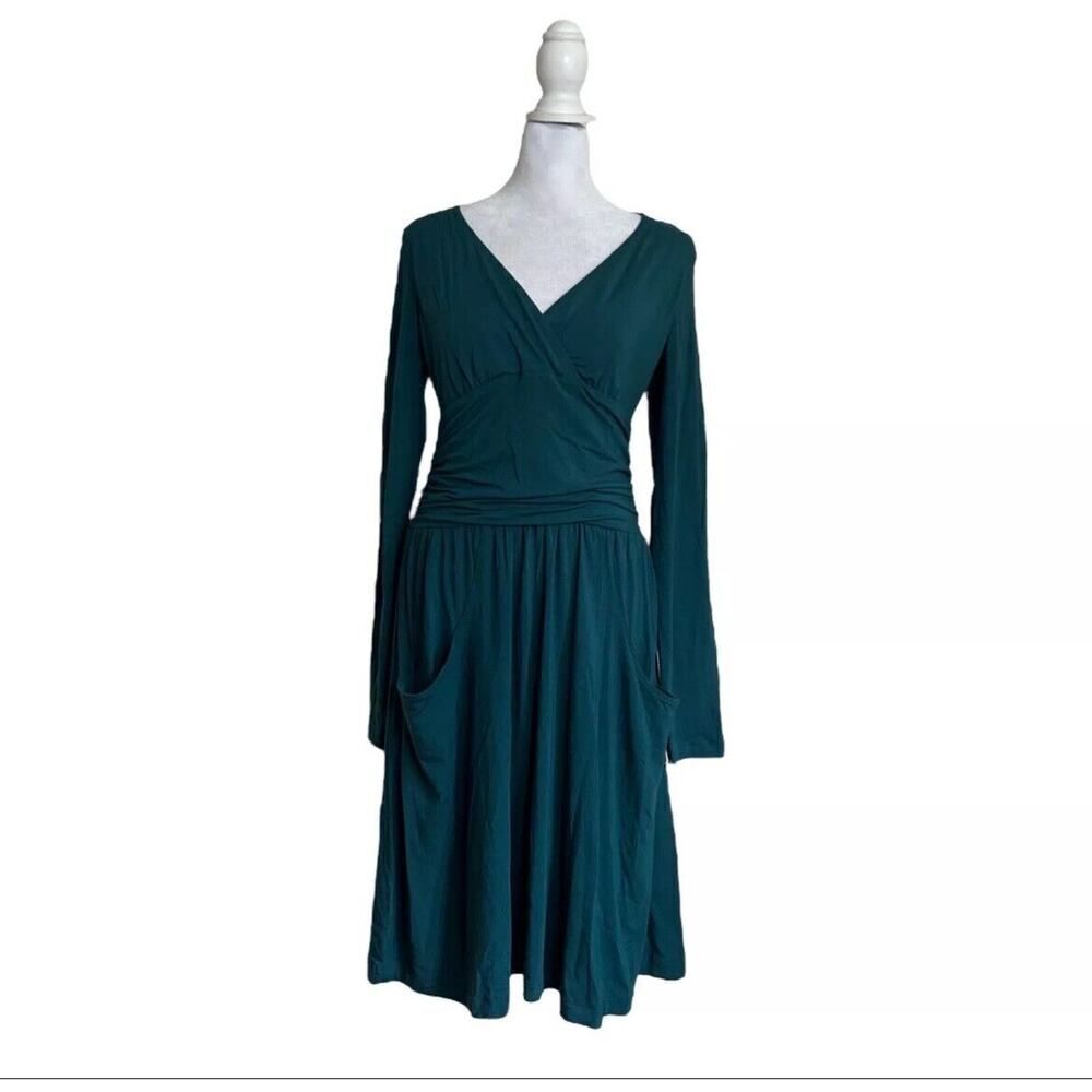 Athleta Long Sleeve Green Dress Stretch Athleisure Casual Wear Designer US Small